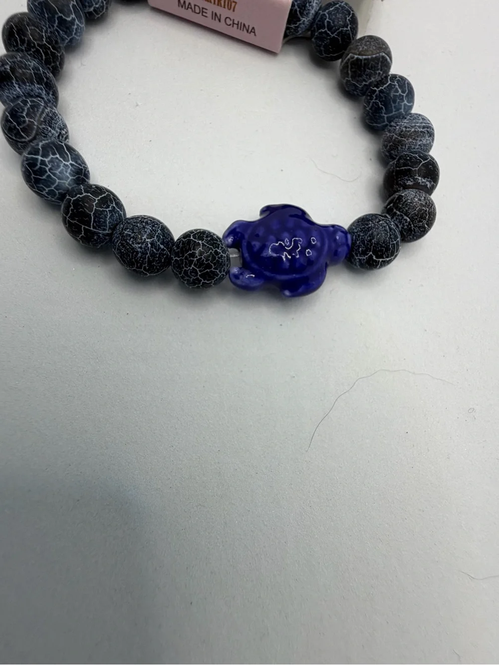 Simply Southern Crackle Bead Bracelet with Purple Turtle Charm